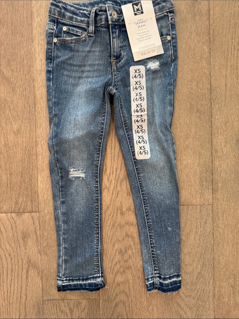 NWT Girls Jeans Mid Rise Skinny Fit Stretch 4 5 XS Adjustable Waistband Cotton